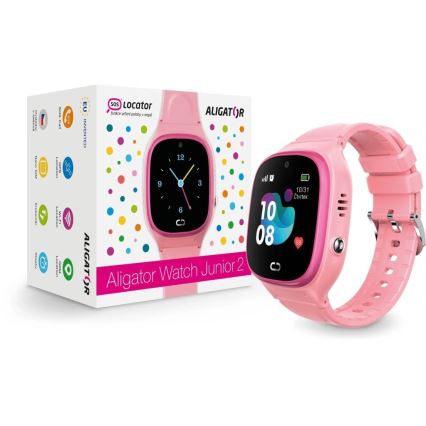 Aligator AW11PK - Έξυπνο ρολόι Watch Junior 2, 450 mAh, IP67, Wi‑Fi, ροζ