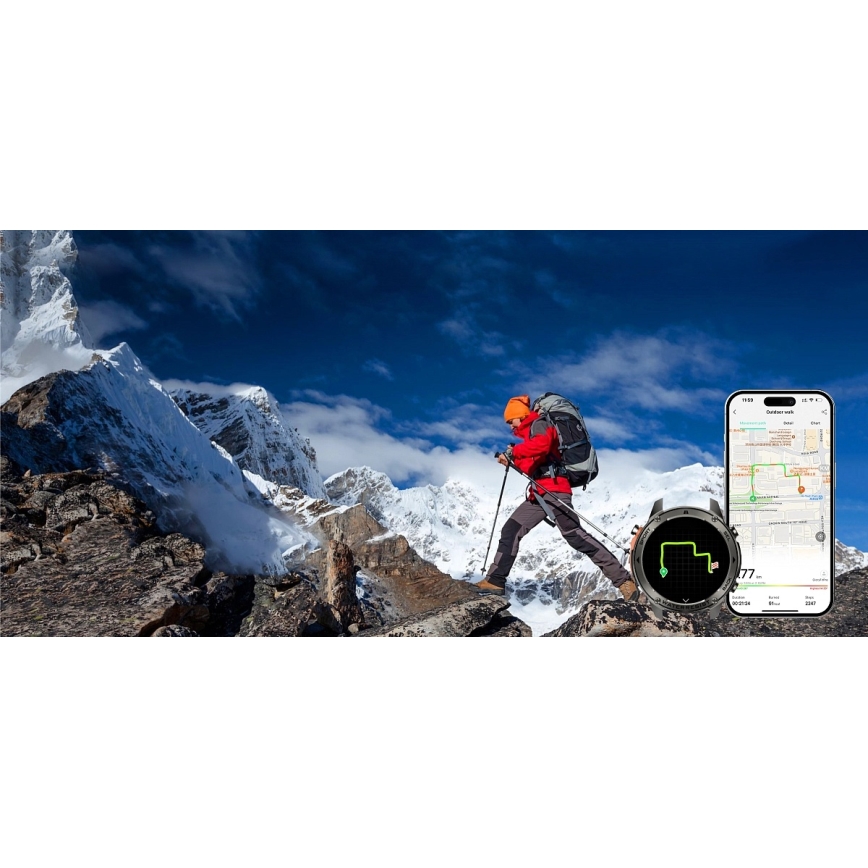 Aligator AW12BK - Έξυπνο ρολόι Watch GPS 500 mAh IP69K μαύρο