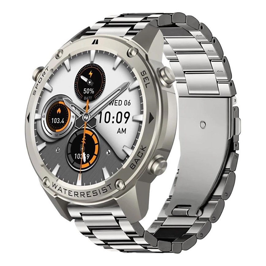 Aligator AW12SR - Έξυπνο ρολόι με GPS, μπαταρία 500 mAh, πιστοποίηση IP69K, ασημί