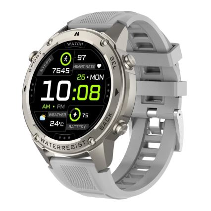 Aligator AW12SR - Έξυπνο ρολόι με GPS, μπαταρία 500 mAh, πιστοποίηση IP69K, ασημί