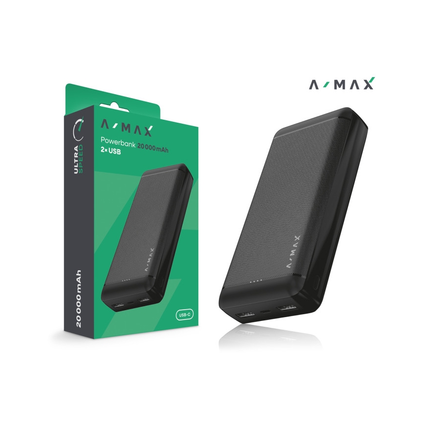 Aligator AX0003 - Powerbank A-MAX 10000 mAh 3,7 V μαύρο