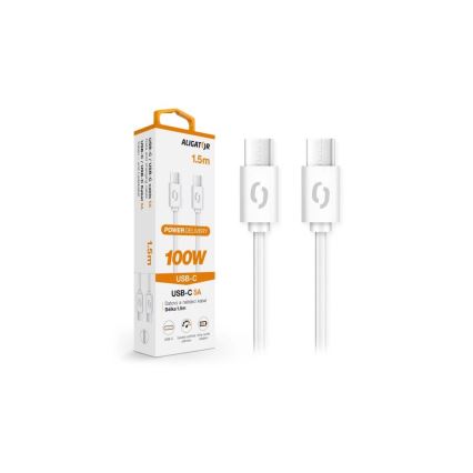 Aligator DATKP47 - Καλώδιο USB-C σε USB-C με Power Delivery 100W, 1,5 m, λευκό
