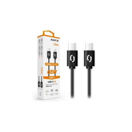 Aligator DATKP48 - Καλώδιο USB-C σε USB-C, 65W Power Delivery (PD), 1,5 m, μαύρο