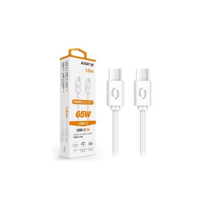 Aligator DATKP49 - USB καλώδιο USB-C / USB-C 65W Power Delivery 1,5m λευκό