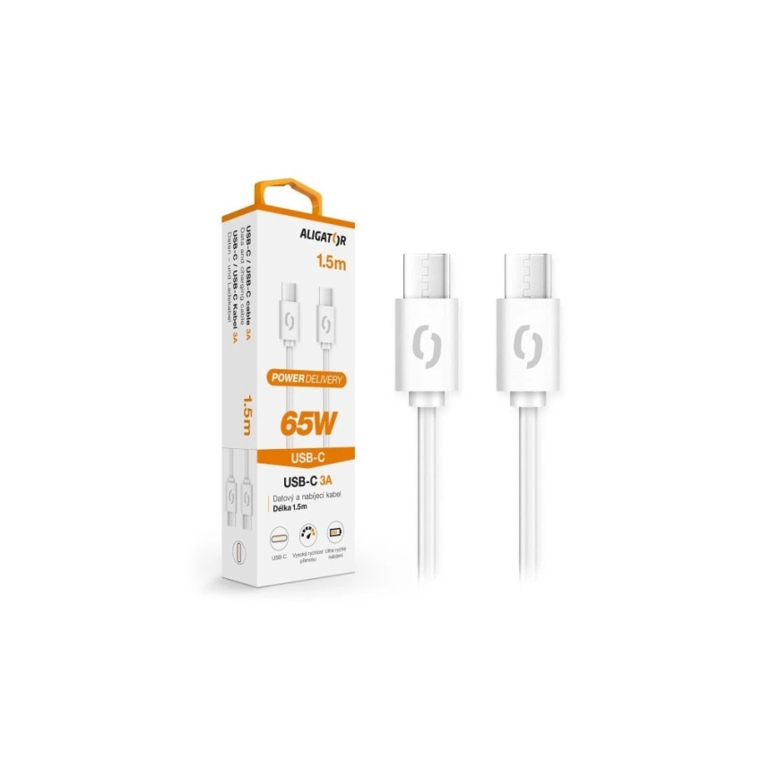 Aligator DATKP49 - USB καλώδιο USB-C / USB-C 65W Power Delivery 1,5m λευκό