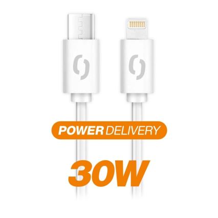 Aligator DATKP57 - USB καλώδιο USB-C / Lightning 30W Power Delivery 0,5m λευκό