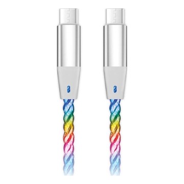 Aligator DATKP62 - καλώδιο USB-C σε USB-C με φωτισμό LED 65W Power Delivery 1,2m
