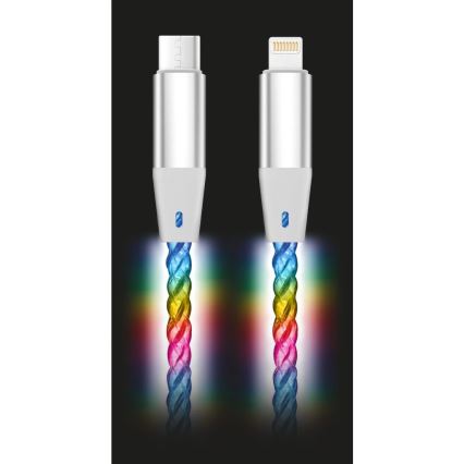 Aligator DATKP63 - Καλώδιο USB USB-C / Lightning με φωτισμό LED, 30W Power Delivery, 1,2 m
