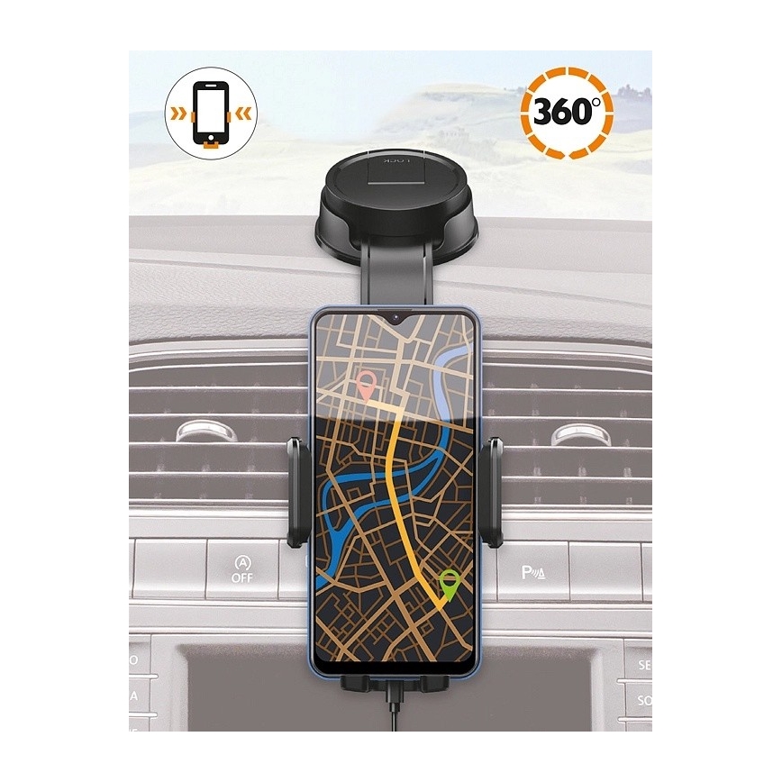 Aligator HA25 - Βάση τηλεφώνου για αυτοκίνητο με εύκαμπτο βραχίονα, μαύρη