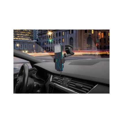 Aligator HAK2 - Βάση αυτοκινήτου για κινητό με αυτόματο κλείσιμο και ασύρματη φόρτιση Qi 15W, μαύρη