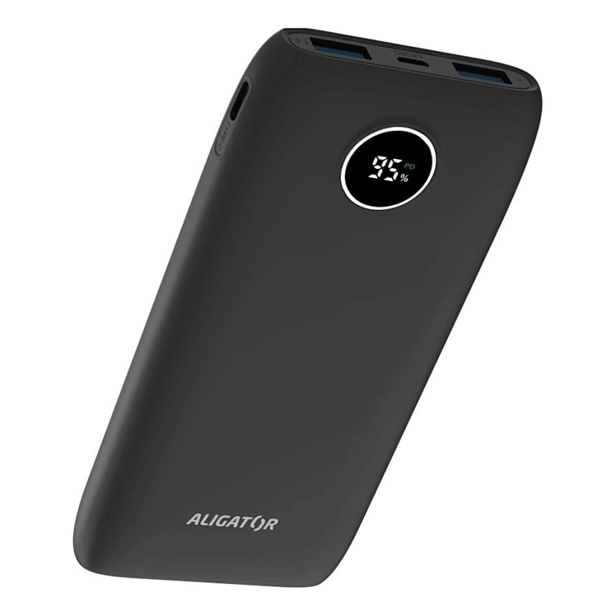 Aligator PBPD10BK - Power Bank με οθόνη LCD Power Delivery 10000 mAh/20W/3,7V μαύρο