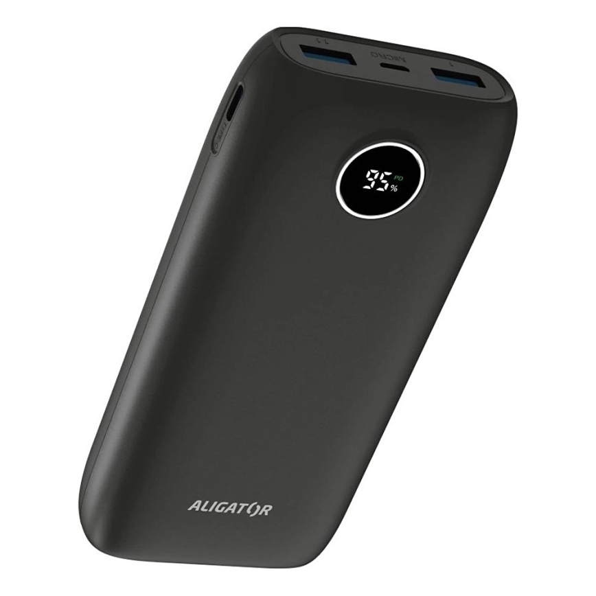 Aligator PBPD20BK - Φορητός φορτιστής με οθόνη LCD, Power Delivery, 20000 mAh/20W/3,7V, μαύρο