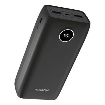Aligator PBPD30BK - Power Bank με οθόνη LCD Power Delivery 30000 mAh/20W/3,7V μαύρο