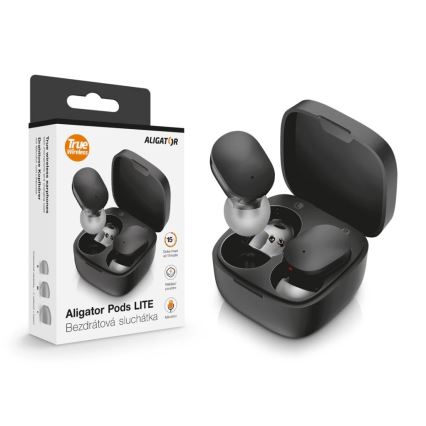 Aligator TWS05 - Ασύρματα ακουστικά Pods LITE 200 mAh + 2x 30 mAh IP30 μαύρα