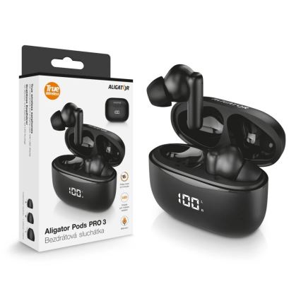 Aligator TWS06 - Ασύρματα ακουστικά Pods PRO 3 200 mAh + 2x 30 mAh μαύρα