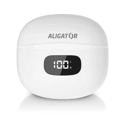 Aligator TWS08WT - Ασύρματα ακουστικά με ANC, 200 mAh + 2x 30 mAh, IP40, λευκά