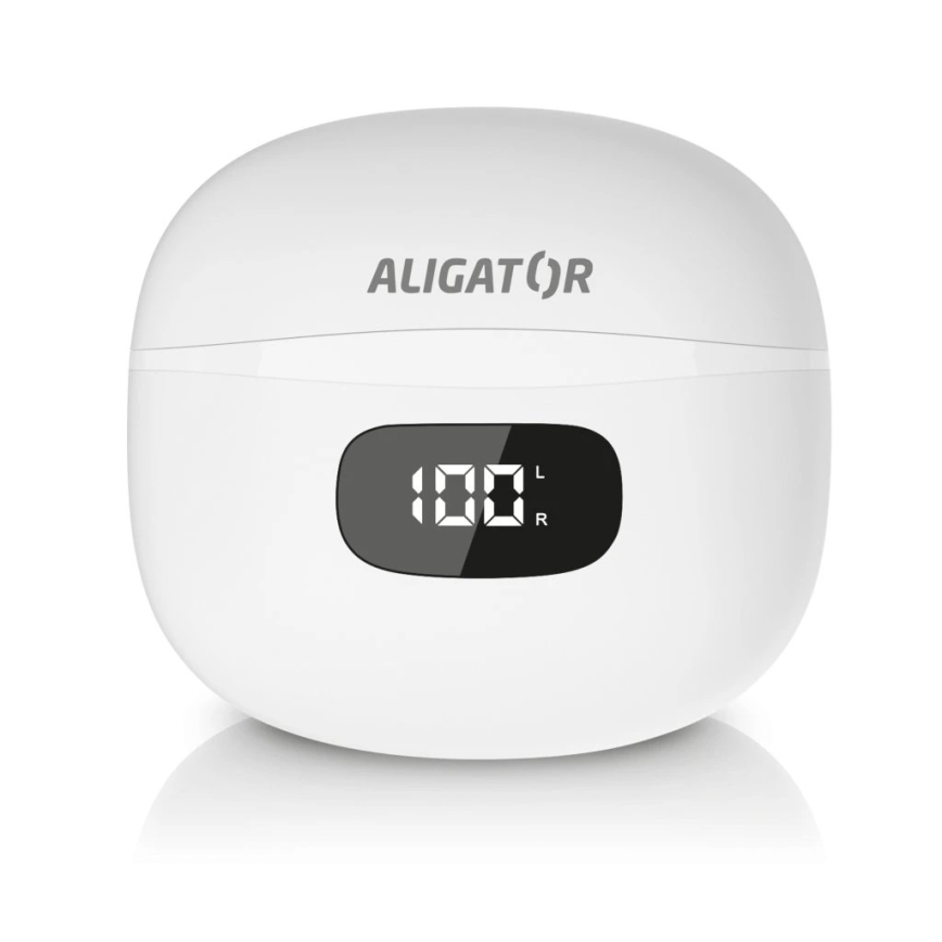 Aligator TWS08WT - Ασύρματα ακουστικά με ANC, 200 mAh + 2x 30 mAh, IP40, λευκά