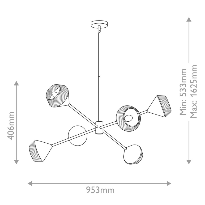 Alora Mood - Πολυέλαιος σε ράβδο DAPHNE 6xE14/40W/230V μαύρο/καφέ