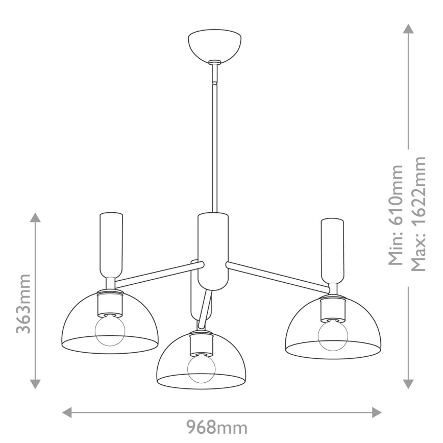 Alora Mood - Φωτιστικό οροφής σε ράβδο JUDE 3xE27/60W/230V μαύρο