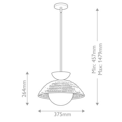 Alora Mood - Φωτιστικό οροφής σε ράβδο PERTH 1xE27/60W/230V Ø 37,5 εκ. μαύρο