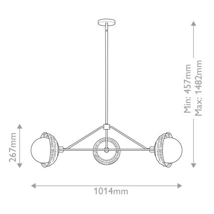 Alora Mood - Φωτιστικό οροφής σε ράβδο PERTH 3xE14/40W/230V χρυσό