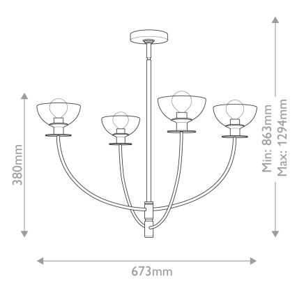 Alora Mood - Φωτιστικό οροφής σε ράβδο SYLVIA, 4xE14/40W/230V, μαύρο