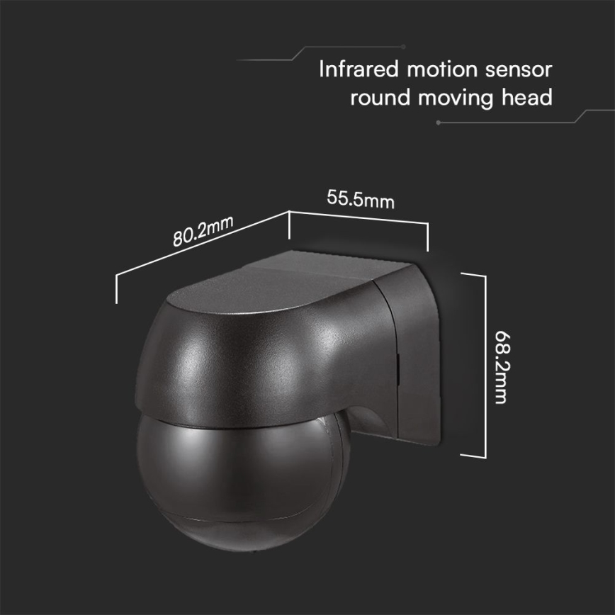 Αισθητήρας κίνησης PIR 180° 400W/230V IP44 μαύρο