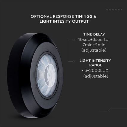 Αισθητήρας κίνησης υπέρυθρων 360° 200W/230V μαύρο