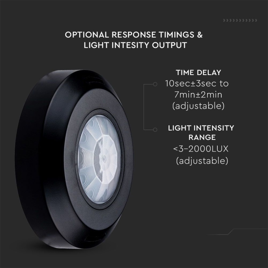 Αισθητήρας κίνησης υπέρυθρων 360° 200W/230V μαύρο