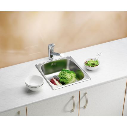 ALVEUS 1082195 - Νεροχύτης κουζίνας BASIC 44x38 cm ματ ατσάλι/σατινέ, μεγάλη γούρνα
