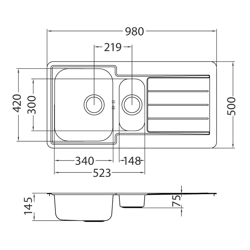ALVEUS 1082440 - Νεροχύτης κουζίνας LINE 98x50 εκ. ματ ατσάλι/σατινέ