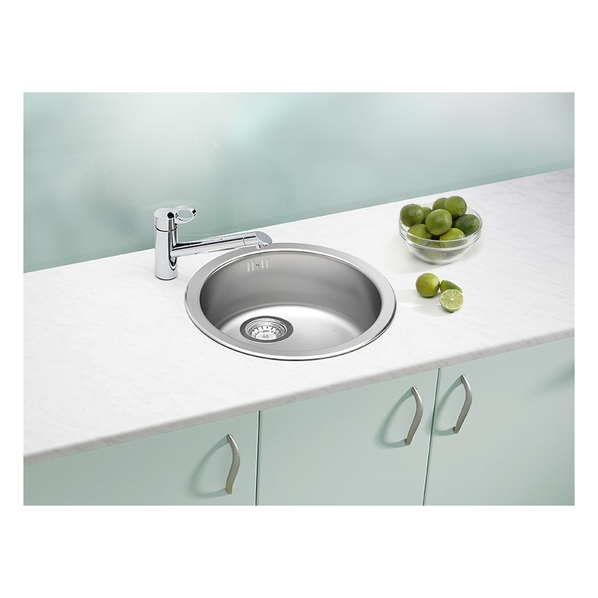 ALVEUS 1084837 - Νεροχύτης κουζίνας FORM διάμετρος 45 cm ματ ατσάλι/σατινέ, μεγάλη γούρνα