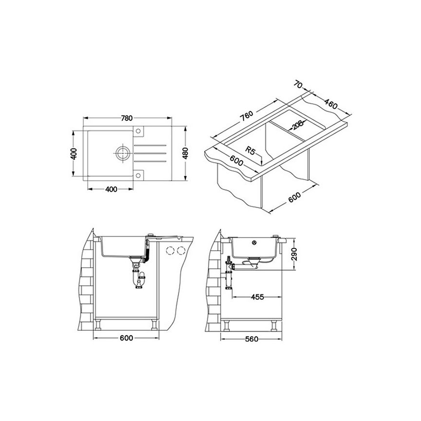 ALVEUS 1090946 - Νεροχύτης κουζίνας ROCK 78x48 cm γρανίτης/μπεζ