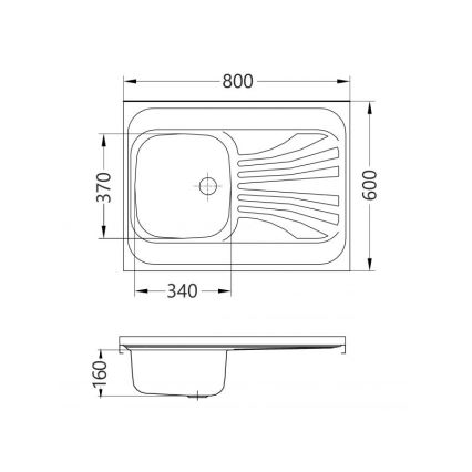 ALVEUS 1095618 - Νεροχύτης κουζίνας CLASSIC 80x60 εκ. ανοξείδωτο ατσάλι, σατινέ χωρίς περιμετρικό χείλος, αναστρέψιμος