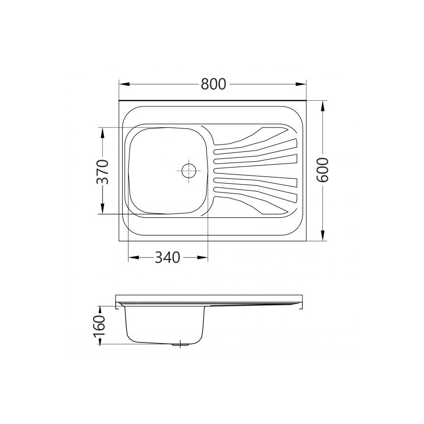 ALVEUS 1095618 - Νεροχύτης κουζίνας CLASSIC 80x60 εκ. ανοξείδωτο ατσάλι, σατινέ χωρίς περιμετρικό χείλος, αναστρέψιμος