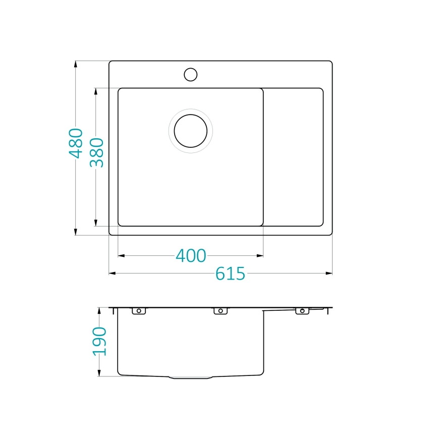 ALVEUS 1124383 - Νεροχύτης κουζίνας QUARTO 61,5x48 cm σατινέ