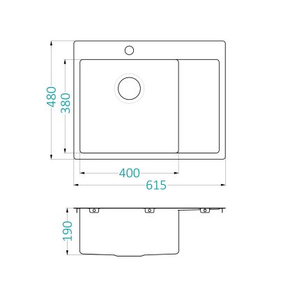 ALVEUS 1124383 - Νεροχύτης κουζίνας QUARTO 61,5x48 cm σατινέ