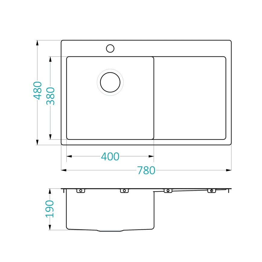 ALVEUS 1124384 - Νεροχύτης κουζίνας QUARTO 78x48 cm σατινέ