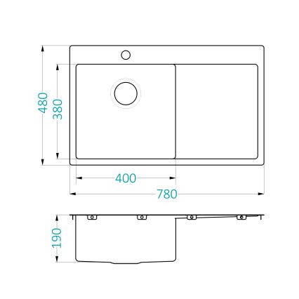 ALVEUS 1124384 - Νεροχύτης κουζίνας QUARTO 78x48 cm σατινέ
