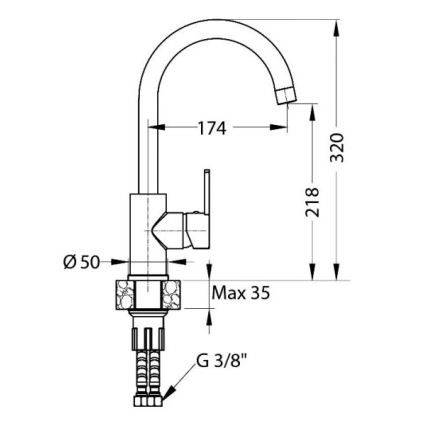 ALVEUS 1129052 - Μπαταρία κουζίνας TONIA 34 cm γρανίτης/μαύρο