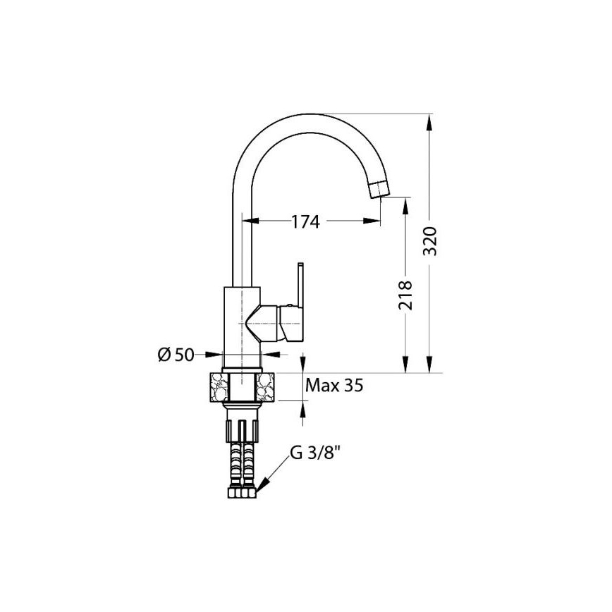 ALVEUS 1129052 - Μπαταρία κουζίνας TONIA 34 cm γρανίτης/μαύρο
