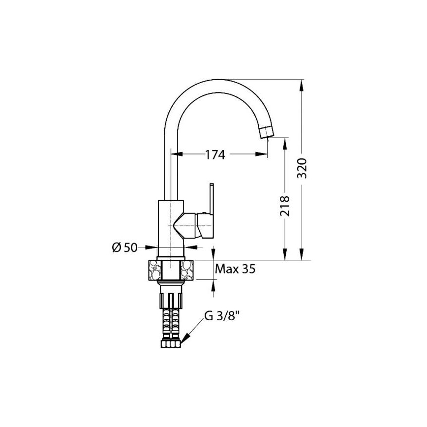 ALVEUS 1129054 - Μπαταρία κουζίνας TONIA 34 cm γρανίτης/μπεζ