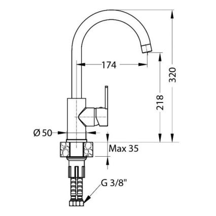 ALVEUS 1129054 - Μπαταρία κουζίνας TONIA 34 cm γρανίτης/μπεζ