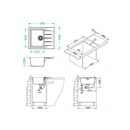 ALVEUS 1132019 - Νεροχύτης κουζίνας CADIT 59x50 cm γρανίτης/μπεζ