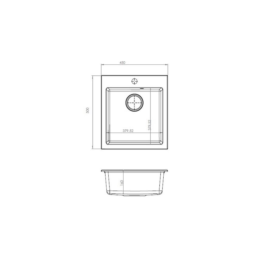 ALVEUS 1133432 - Νεροχύτης κουζίνας CORTINA 50x45 cm γρανίτης/μαύρο