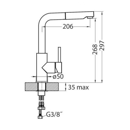 ALVEUS 1135366 - Μπαταρία κουζίνας με ντους SARA 29,7 cm σατινέ
