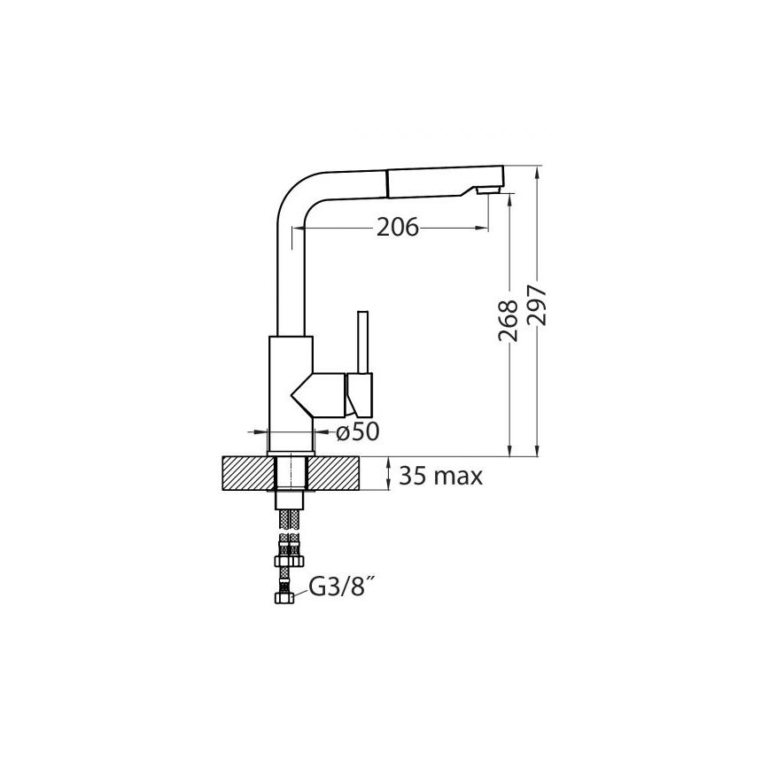 ALVEUS 1135366 - Μπαταρία κουζίνας με ντους SARA 29,7 cm σατινέ