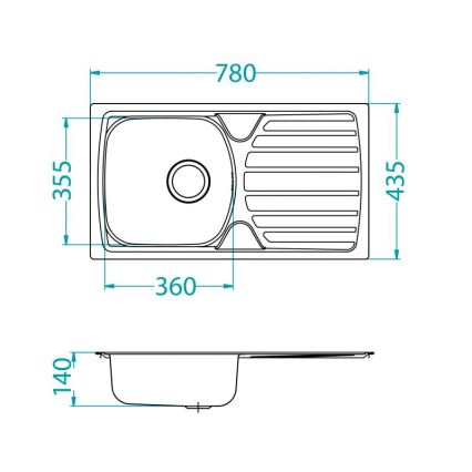 ALVEUS 1136539 - Νεροχύτης κουζίνας BASIC 78x43,5 cm, ανοξείδωτος/σατινέ, μεγάλη αποχέτευση