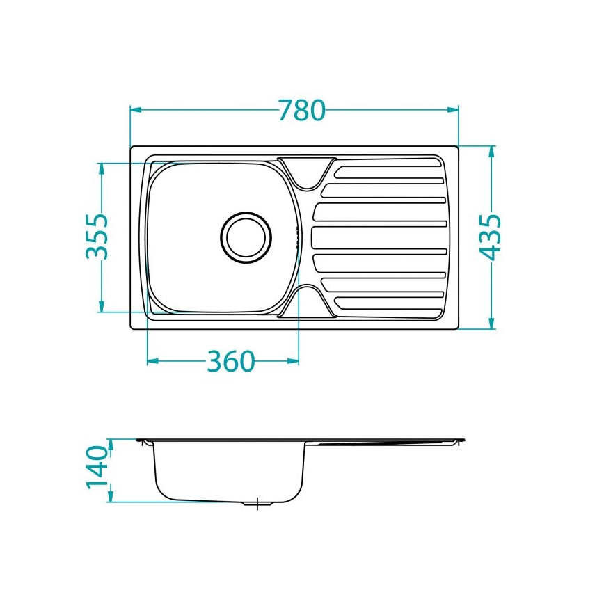 ALVEUS 1136539 - Νεροχύτης κουζίνας BASIC 78x43,5 cm ματ ατσάλι/σατινέ, μεγάλη γούρνα