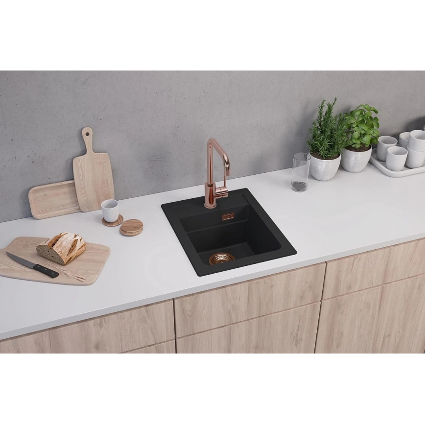 ALVEUS 1139771 - Νεροχύτης κουζίνας ATROX 50x40 cm γρανίτης/μαύρο